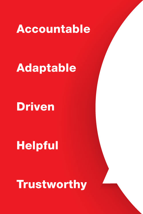 Graphic image of BeMobile's Core Values